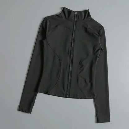 Gym Fitness Zip up Training   Running Workout Yoga Cropped Track Sport Jackets for Women