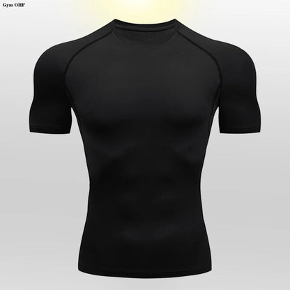 Gym Fitness T shirt Men's Short Sleeve Summer Boxing Jersey Legging Men Rashguard Compression Pants Quick Dry Tight T-shirts Men