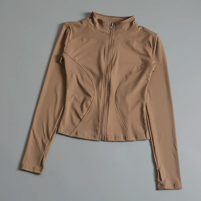Gym Fitness Zip up Training   Running Workout Yoga Cropped Track Sport Jackets for Women