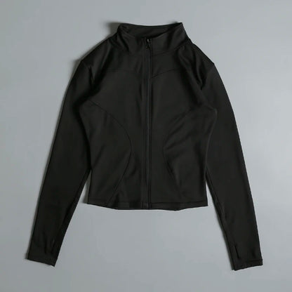 Gym Fitness Zip up Training   Running Workout Yoga Cropped Track Sport Jackets for Women