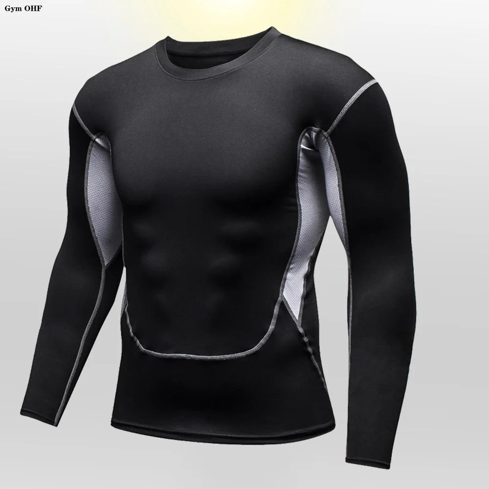 Gym Fitness T shirt Men's Short Sleeve Summer Boxing Jersey Legging Men Rashguard Compression Pants Quick Dry Tight T-shirts Men