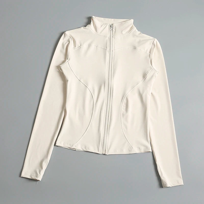 Gym Fitness Zip up Training   Running Workout Yoga Cropped Track Sport Jackets for Women